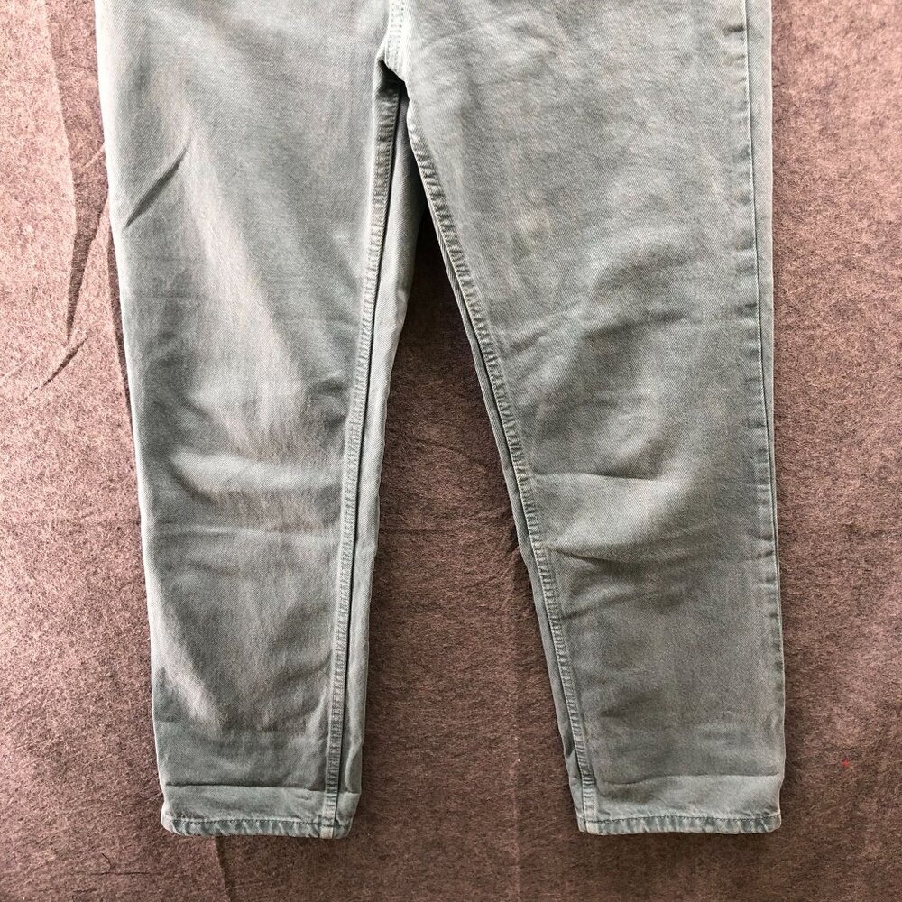 Zara High Waisted Straight‎ Leg Jean Womens 4 Sage Green Button Fly Cotton - Picture 4 of 11